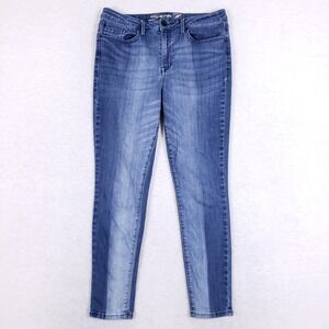 Seven7 Mid Rise Skinny Jeans 12 Blue Shadow Side Stripe Contrast Denim Stretch